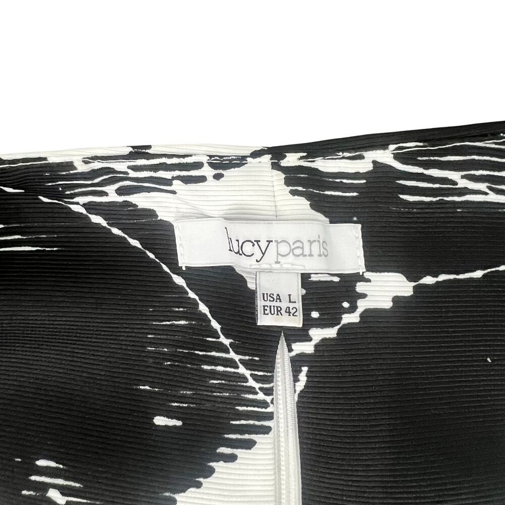 Lucy Paris Black White Flowers Floral Brocade Crop Top Mini Skirt Set size M - Picture 4 of 9